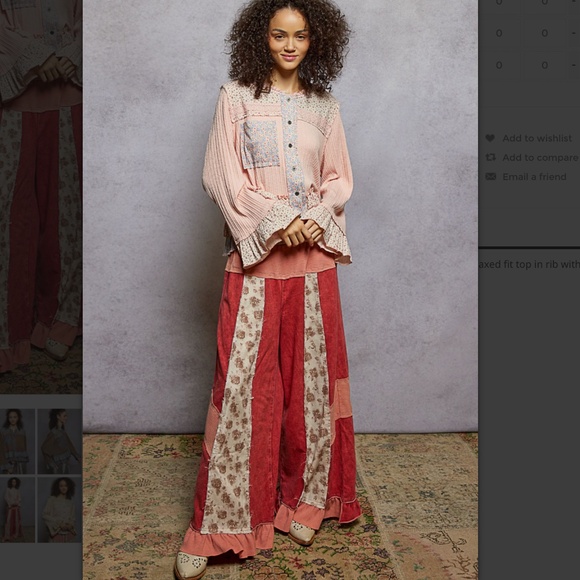 POL “ Freda 2 “ POL Ribbed Relaxed Fit top with Ruffle and Floral Print 95 - Picture 5 of 5